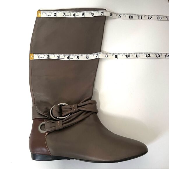 VTG Y2K B Makowsky FREBAY Leather Mocha Mouse Boho Buckle Slouch Boots SZ 7.5W - Picture 10 of 12